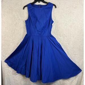 Anni Coco Womens Dress M Blue Sleeveless Zip Fit & Flare Knee Length